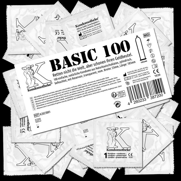 Kondomotheke BASIC" 100 moist condoms without extras - the inexpensive condoms at a super-saving price! (100 pcs.)
