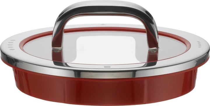Topfdeckel 16cm Glasdeckel Function 4 Silikon Glas Edelstahl rot (16 cm, Metall, Glas)
