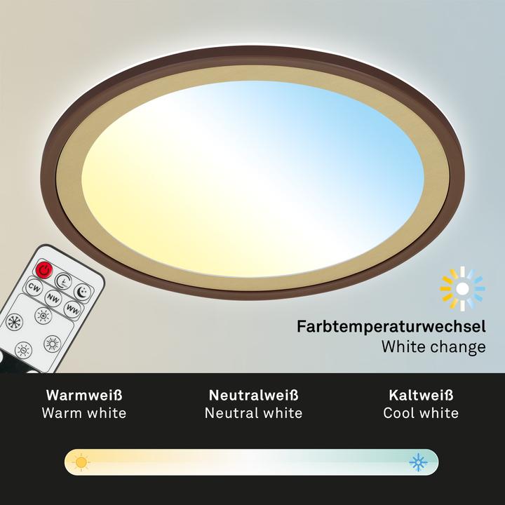 Image du produit Briloner Panneau LED CCT ultraplat avec rétroéclairage LED, brun-or, 1xLED/22W (3000 lm)