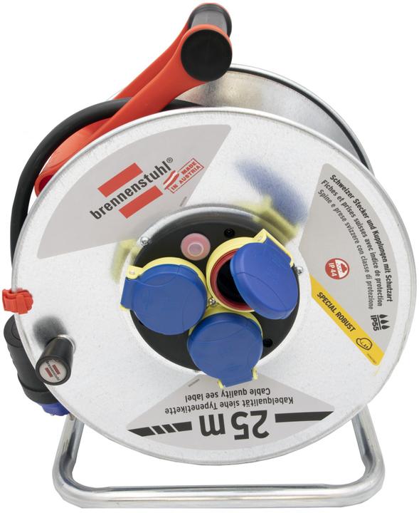 Produktbild Brennenstuhl Kabeltrommel Garant SK für Ausseneinsatz, CH Stecksystem IP55, 3x T23 Steckdosen, T23 Stecker, Ka (25 m, 2.50 mm²)