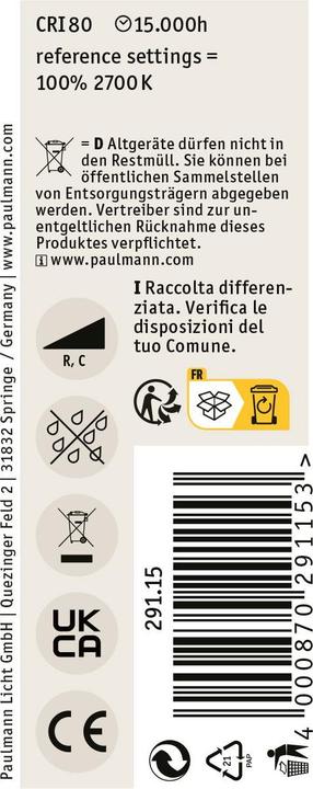 Productafbeelding Paulmann Klassiek wit (E14, 4.50 W, 470 lm, 1 x, F)