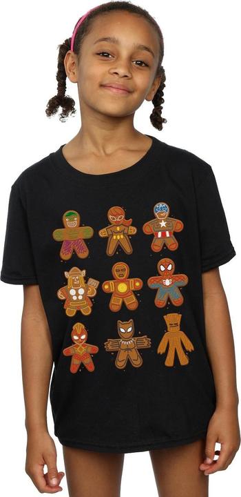 Actual product image Girls Avengers Christmas Gingerbread Cotton T-Shirt (140, 146)