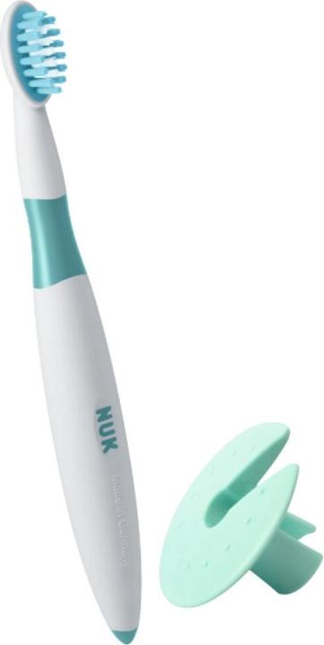 Image du produit NUK Brosse à dents d'apprentissage, avec anneau de protection, pour un soin sûr des premières dents (Souple, 1 x)