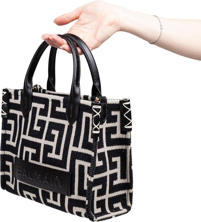 Image du produit Balmain medium jacquard shopper bag color black/ivory