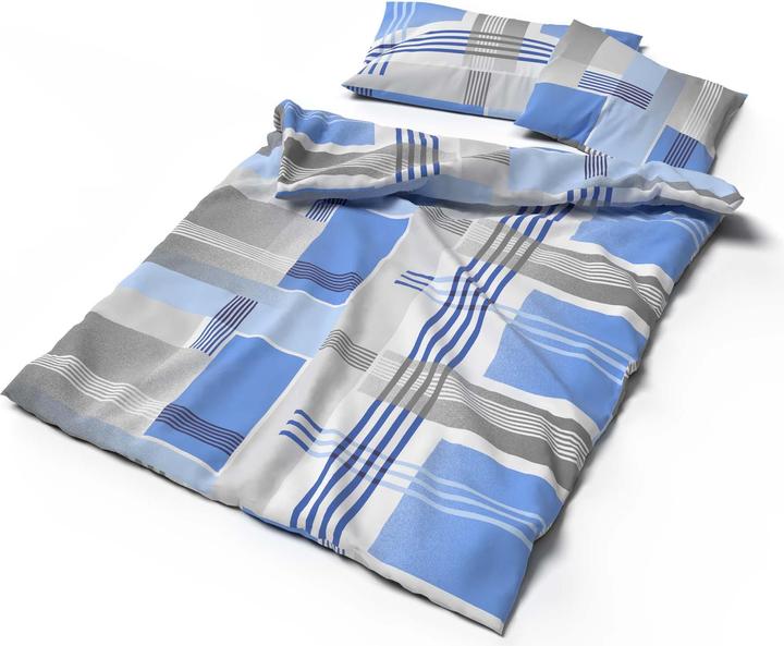 Produktbild Lotus Bettwaren Bettwäsche Jersey Jeffrey blau (Duvetbezug, 160 x 210 cm)
