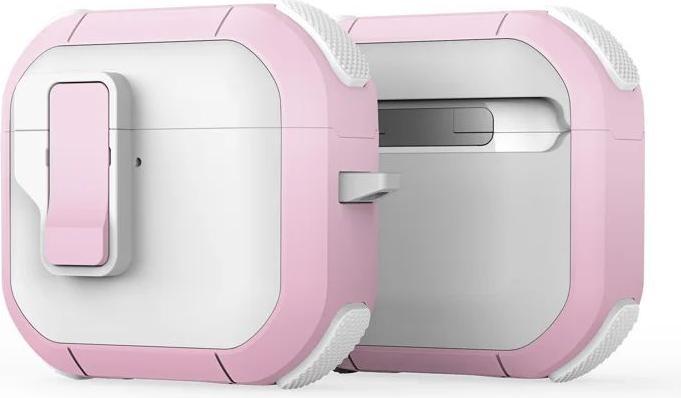 Productafbeelding Dux Ducis Headphone case - AirPods 4 PECP Series PC+TPU Cover with Hook White Pink (Hoes voor oplaadkoffer)