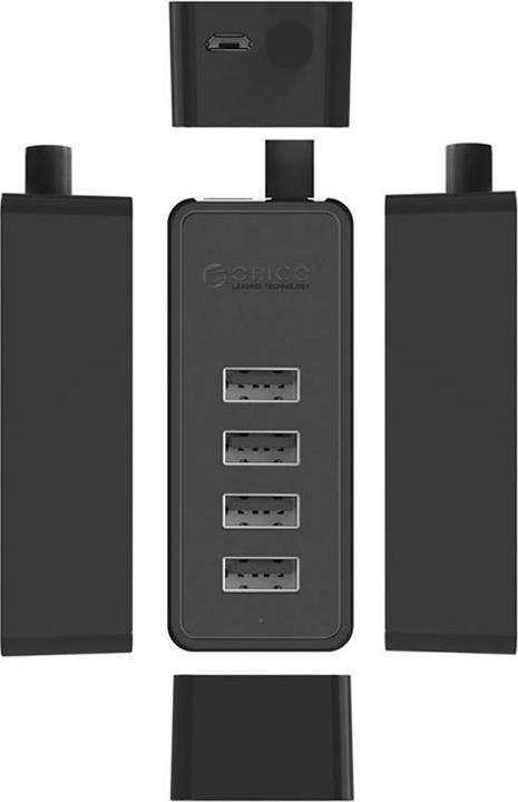 Produktbild Orico Converter Hub W5P-U2-100 4x USB-A 2.0 + microUSB 5V 1m - black (USB-A, 4 Ports)