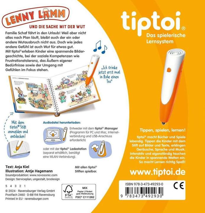 Actual product image tiptoi Lenny Lamm und die Sache mit der Wut (German, Anja Kiel, Antje Hagemann, 2024)