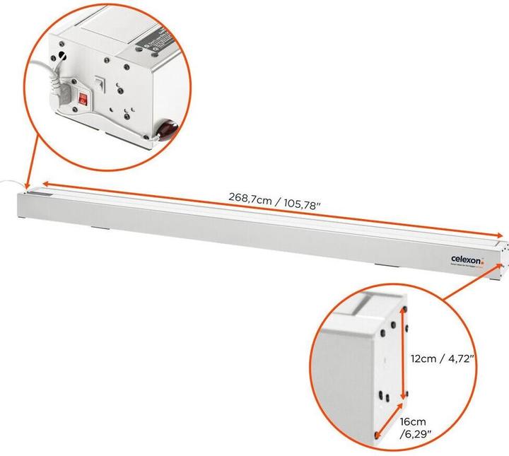 Produktbild Celexon CLR HomeCinema UST elektrische Boden-Leinwand 110 243x137cm weiss (16:9)