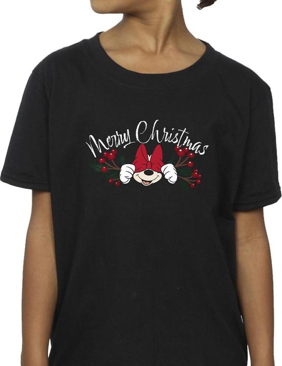 Actual product image Disney Girls Minnie Mouse Christmas Holly Cotton T-Shirt (104)