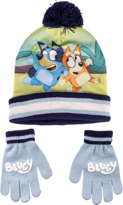 Bluey Mütze und Handschuhe Blau
