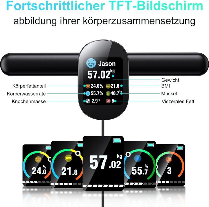 Immagine prodotto Raoyan Körperanalysewaage mit Handsensoren (180 kg)