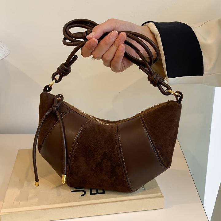Image du produit Only-Bags.Store Mode Umhängetasche, Wildlederimitat &, einfarbig, Reissverschluss, Innenfutter aus Stoff, bemalter