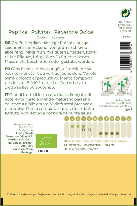 Immagine prodotto Living Seeds Peperone Quadrato D'asti Giallo (Semi di verdura)