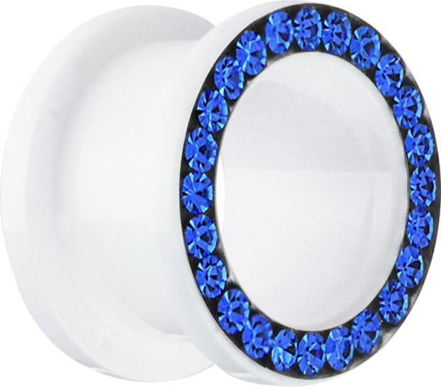 Immagine prodotto Star Piercing Carne Tunnel bianco con cristalli blu scuro (senza ottone, Acrilico)