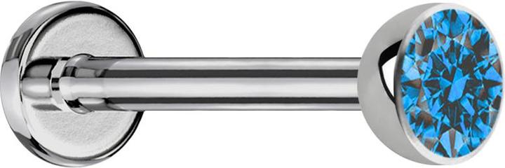Produktbild Star Piercing Micro Labret silber mit Halbkugel Kristall hellblau (ohne Messing, Titan G23)