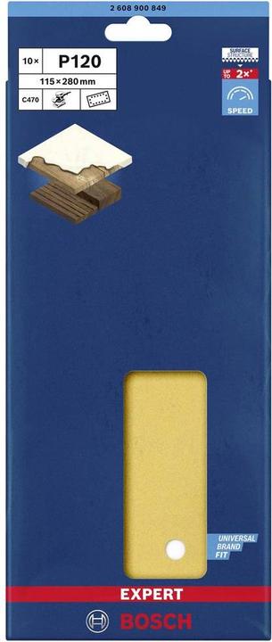 Actual product image Bosch Professional Zubehör Expert C470 Sandpaper with 14 holes for orbital sander, 115 x 280 mm, G 120, 10 pcs. (120)