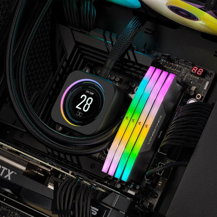 Actual product image Corsair DDR5 64GB PC 6400 CL32 KIT (4x16GB) VENGEANCE RGB B retail (4 x 16GB, 6400 MHz, DDR5 RAM, DIMM)