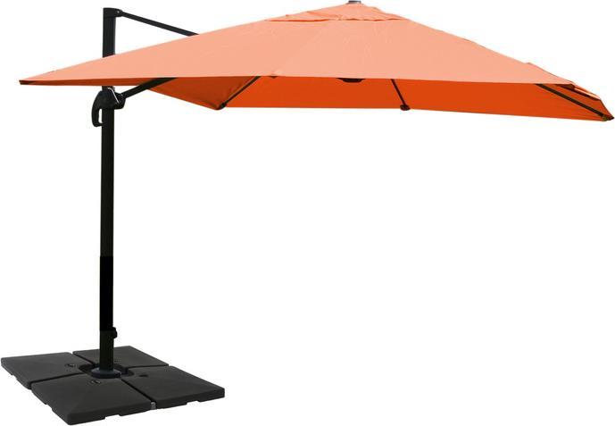 Swisshandel24 Gastronomie-Ampelschirm, Sonnenschirm, 3x4m (Ø5m) Polyester/Alu 26kg - terrakotta mit Ständer, drehb (3 m)