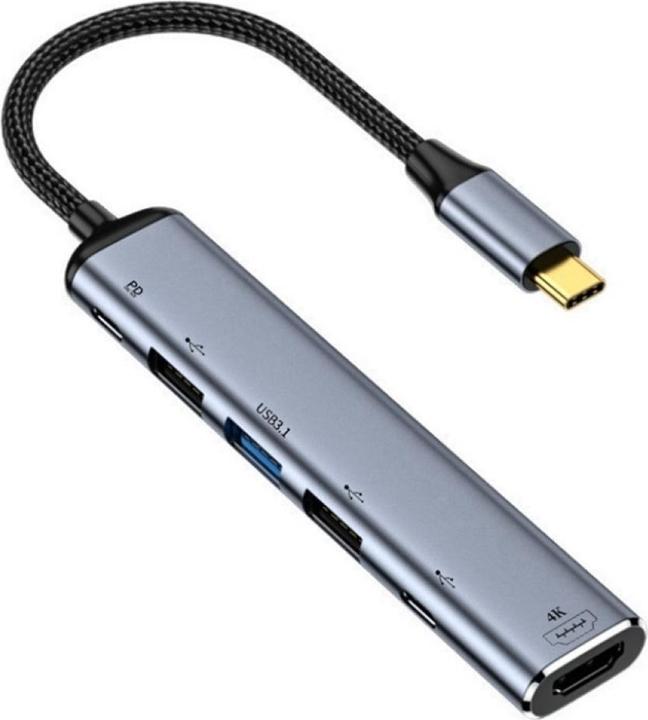 PowerGuard Adattatore multiplo hub USB-C 6-in-1 (USB-C, 6 Porti)