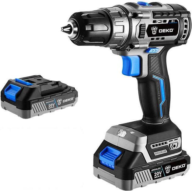 Deko Tools Perceuse sans fil DKBL20DU3-HS2 20V (Fonctionnement sur batterie)