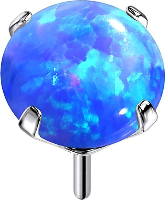 Produktbild Star Piercing Threadless silber mit Opal blau gefasst (Titan G23, Wolfram, ohne Messing)