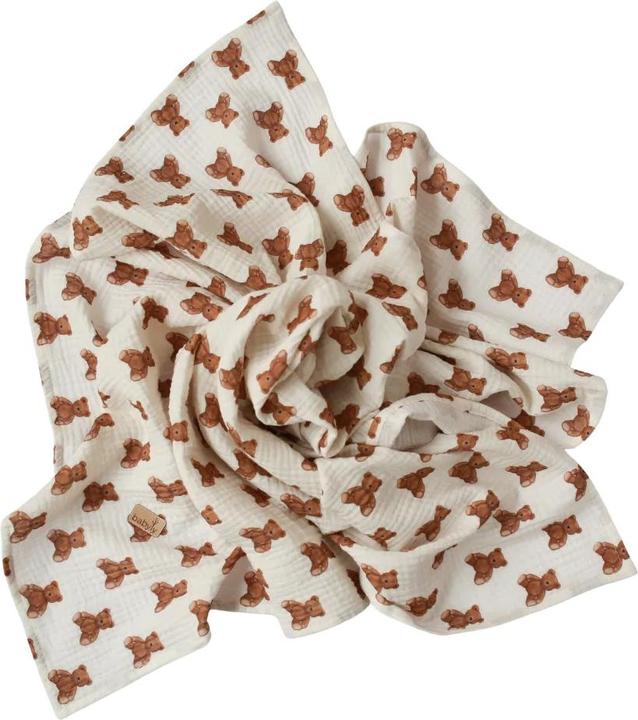 Actual product image Babyly Musselin Pucktuch Swaddle Bären 100x100 (100 cm, 100 cm)