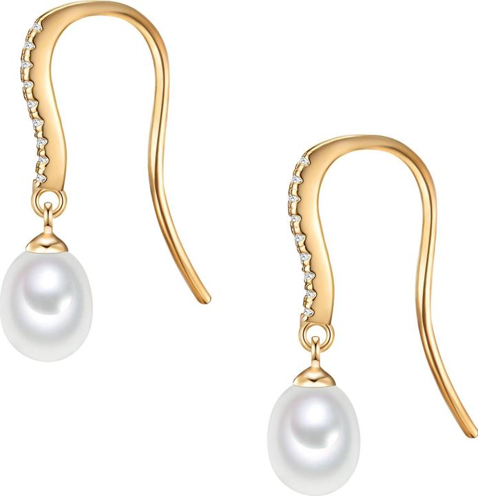 Actual product image Valero Pearls Ladies Sterling Silver Cubic Zirconia Freshwater Cultured Pearl Yellow Gold - 11892 (Sterling Silver)