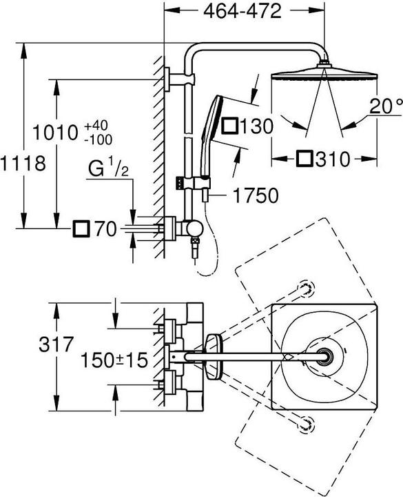 Produktbild Grohe Rainshower SmartActive 310 Duschsystem