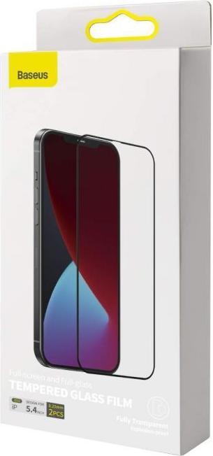 Actual product image Baseus 0.25mm Full-screen and Full-glass Tempered Glass Film For iP 5.4inch 2020(2pcs/pack) Black (2 Piece, Apple iPhone 12 mini)
