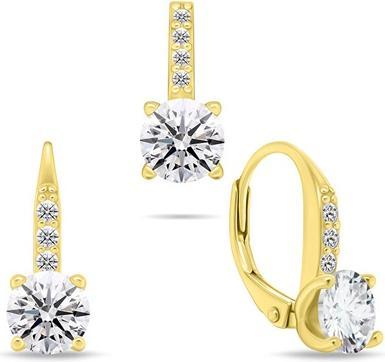 Image du produit Brilio Silver - Elegant gold-plated set with zircons SET274Y (pendant. dangle earrings) (Argent de la Suisse et de l'Allemagne et de l'Autriche)