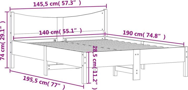 Produktbild VidaXL Bett Kiefer (140 x 190 cm)