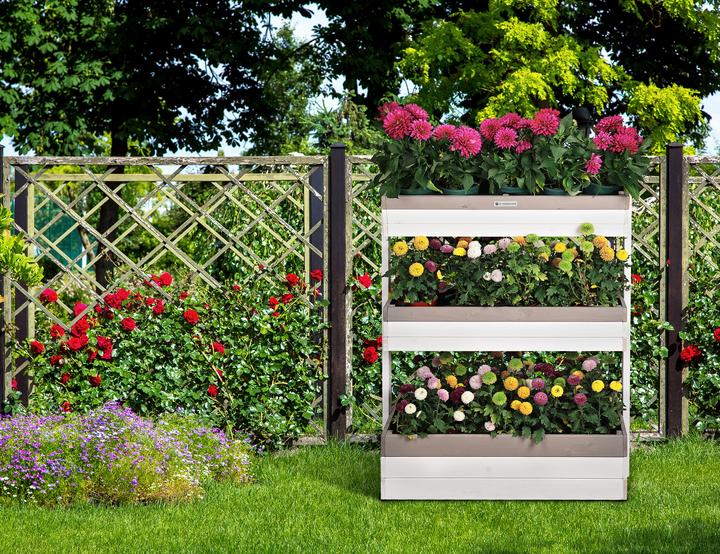 Produktbild Wondermake Design-Vertikalbeet "planverto1" mit 3 Pflanzkästen, Fichte (weiss-grau)