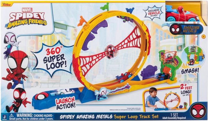 Actual product image Spiderman Spidey 61cm looping race track with exclusive diecast vehicle