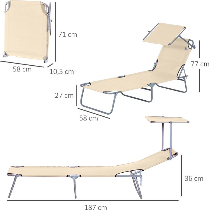 Image du produit Outsunny Bain de soleil avec protection solaire (187 cm)