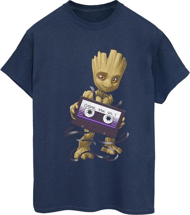 Actual product image Womens/Ladies Guardians Of The Galaxy Groot Cosmic Tape Cotton Boyfriend T-Shirt (M)