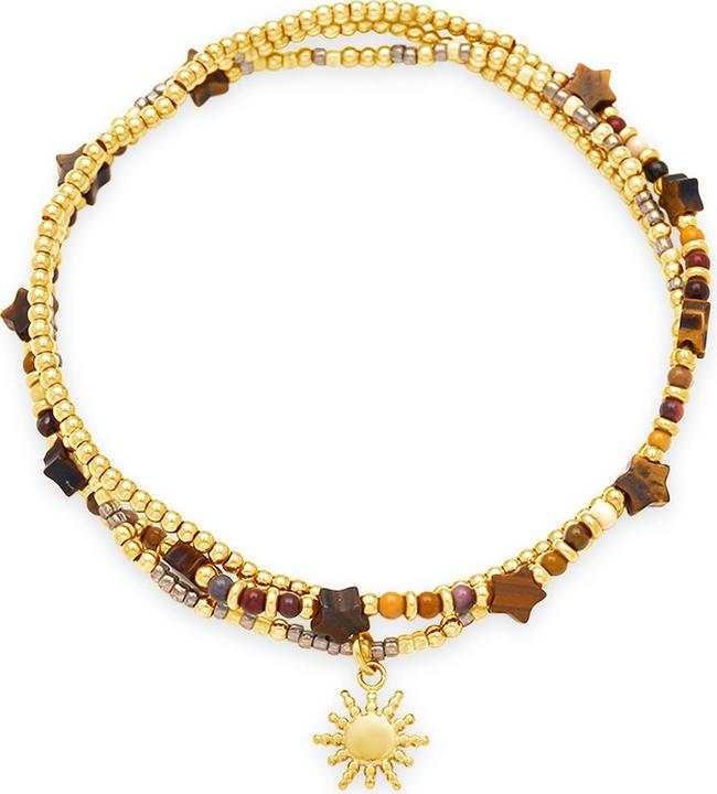 Produktbild Leyda Armband Edelstein mit Edelstahl fein (50 cm, Stein, Edelstahl Gelb Vergoldet 18K, Miyuki Perlen)