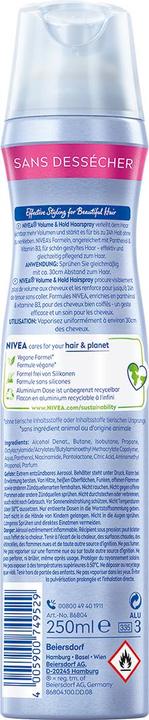 Nutritional values and ingredients NIVEA Volumen Pflege Haarspray DUO (500 ml)