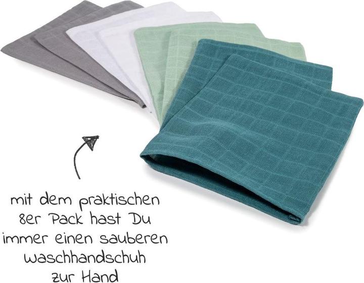 Makian Baby-Waschlappen & Waschhandschuhe Mull-Waschhandschuh 8er Pack 15 x 20 cm - Patina /