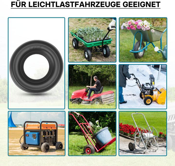 Image du produit Wiltec Pneu pour Tondeuses autoportées 350x100 3.50-8 Sans Chambre à air pour Brouette Chariot Diable