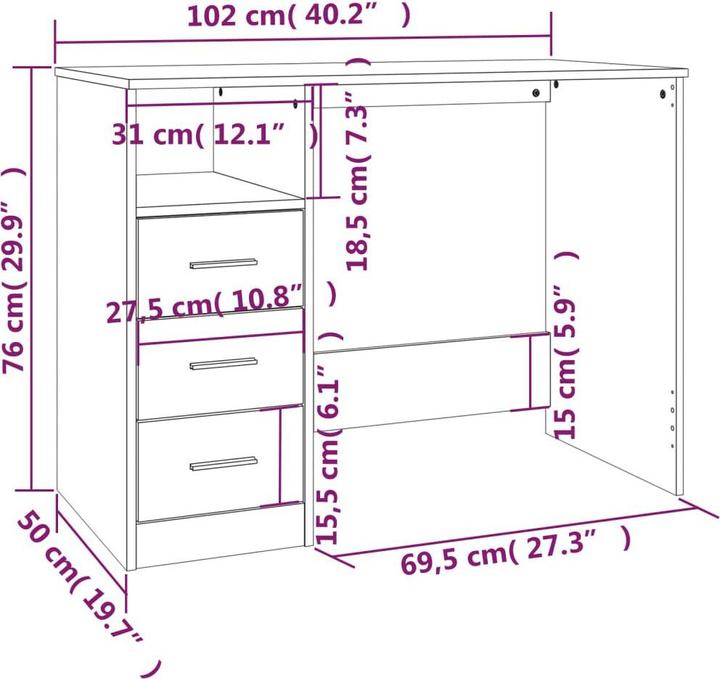 Actual product image VidaXL Damion (102 x 50 x 76 cm)