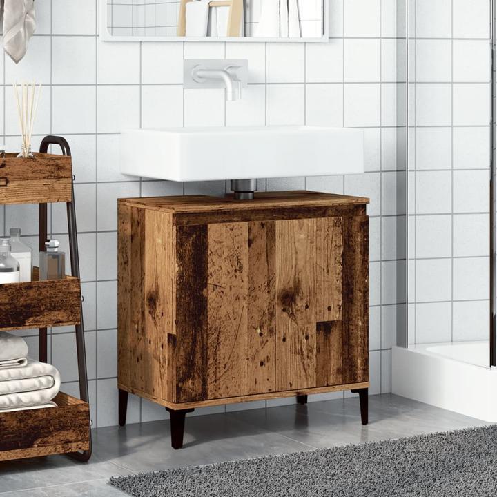 Produktbild VidaXL Waschbeckenunterschrank Unterschrank Badschrank Badmöbel Altholz-Optik (58 x 33 x 60 cm)