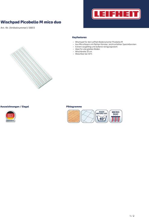 Actual product image Leifheit Mopping pad Picobello M mico duo (1 pcs.)