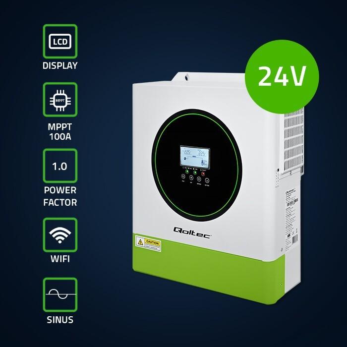 Image du produit Qoltec Solar-Wechselrichter Off Grid 3500W 100A 24V MPPT BMS