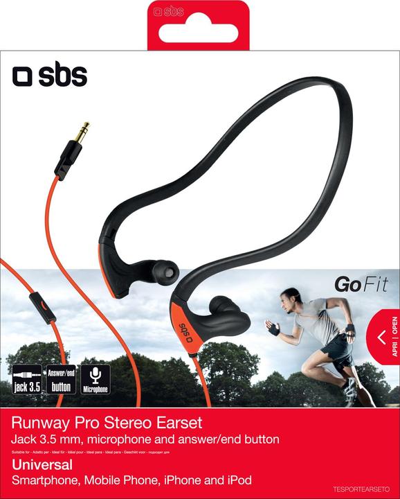 Image du produit SBS Oreillette stéréo filaire Runway Pro Sport, jack 3,5 mm avec microphone et bouton de réponse (Filaire)