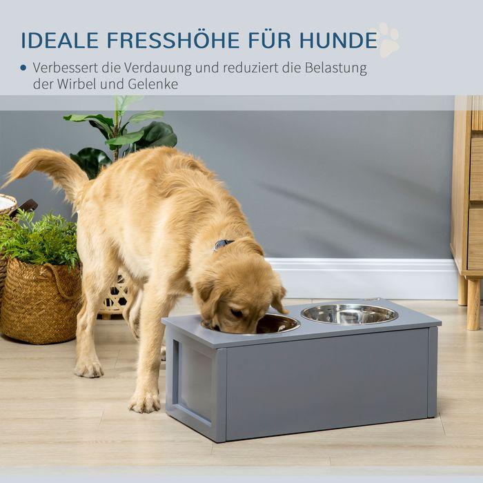 Immagine prodotto Swisshandel24 Ciotola per cani con cassetto, ciotola per cani rialzata, ciotola doppia per cani in acciaio inox (2 l)