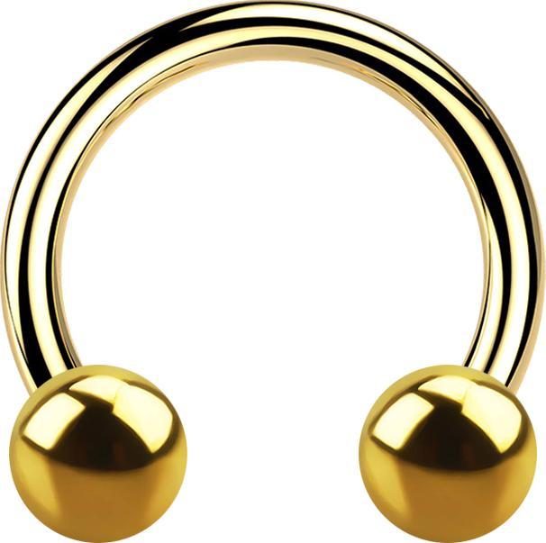 Actual product image Star Piercing Micro Circular Barbell vergoldet mit zwei Kugeln (without brass, Titanium G23)