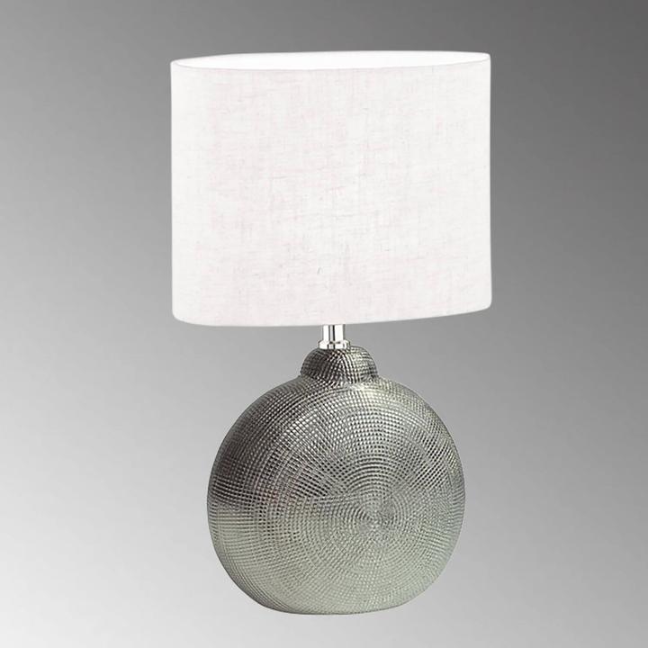 Actual product image Fischer & Honsel Honsel Tobse table lamp E14 fabric shade linen white silver 50605