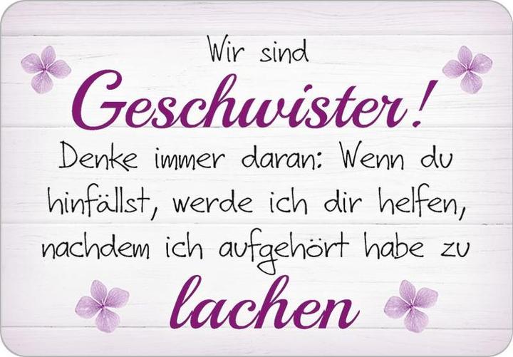 Blechschild Geschwister (16.5 x 11.5 cm)