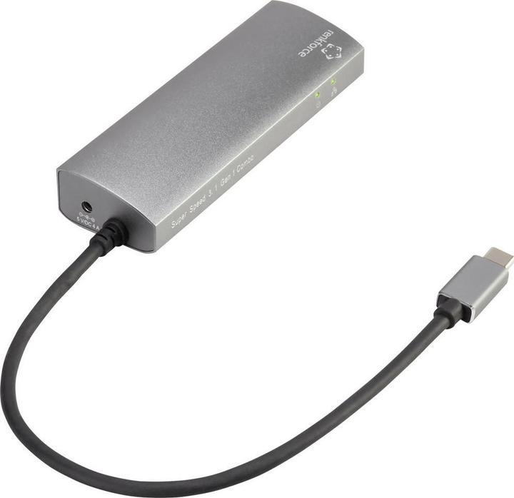 Image du produit Renkforce Adaptateur réseau USB Gigabit Ethernet/Hub (USB 2.0, RJ45 (1x))